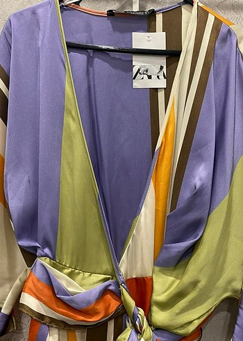 Zara Bohem Çok Renkli Mini Elbise - Görsel 4