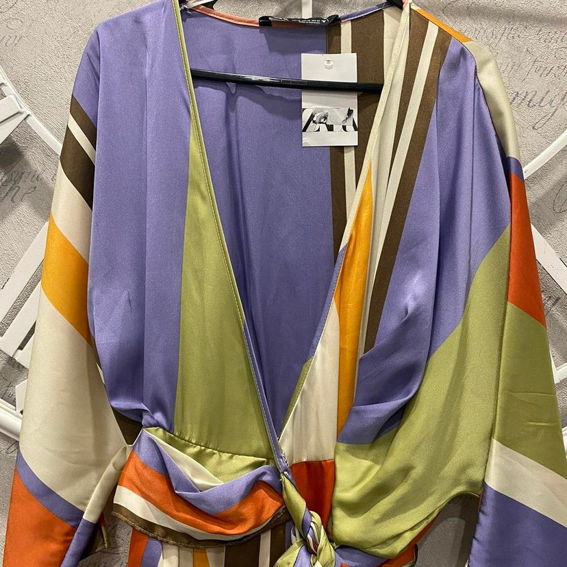 Zara Bohem Çok Renkli Mini Elbise - Görsel 4