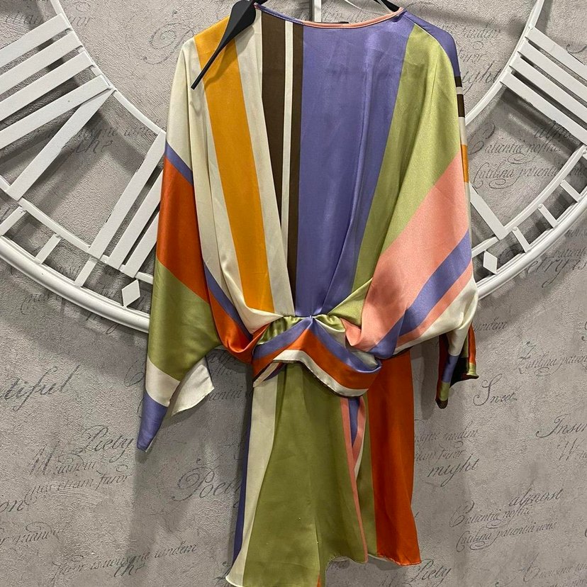 Zara Bohem Çok Renkli Mini Elbise - Görsel 3