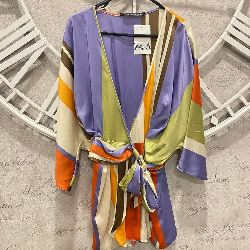 Zara Bohem Çok Renkli Mini Elbise - Görsel 2