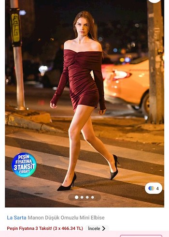La Sarta Bordo Drapeli Mini Elbise