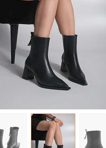 Siyah Deri Tokalı Stiletto Topuklu Kadın Bot - Görsel 2