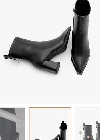Siyah Deri Tokalı Stiletto Topuklu Kadın Bot - Görsel 3