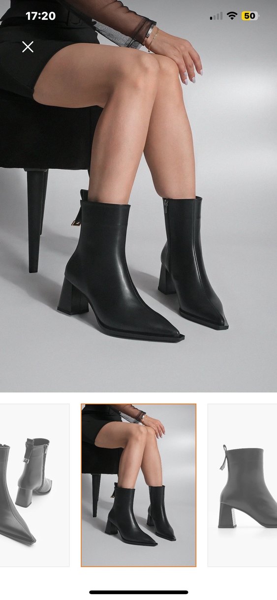 Siyah Deri Tokalı Stiletto Topuklu Kadın Bot - Görsel 2