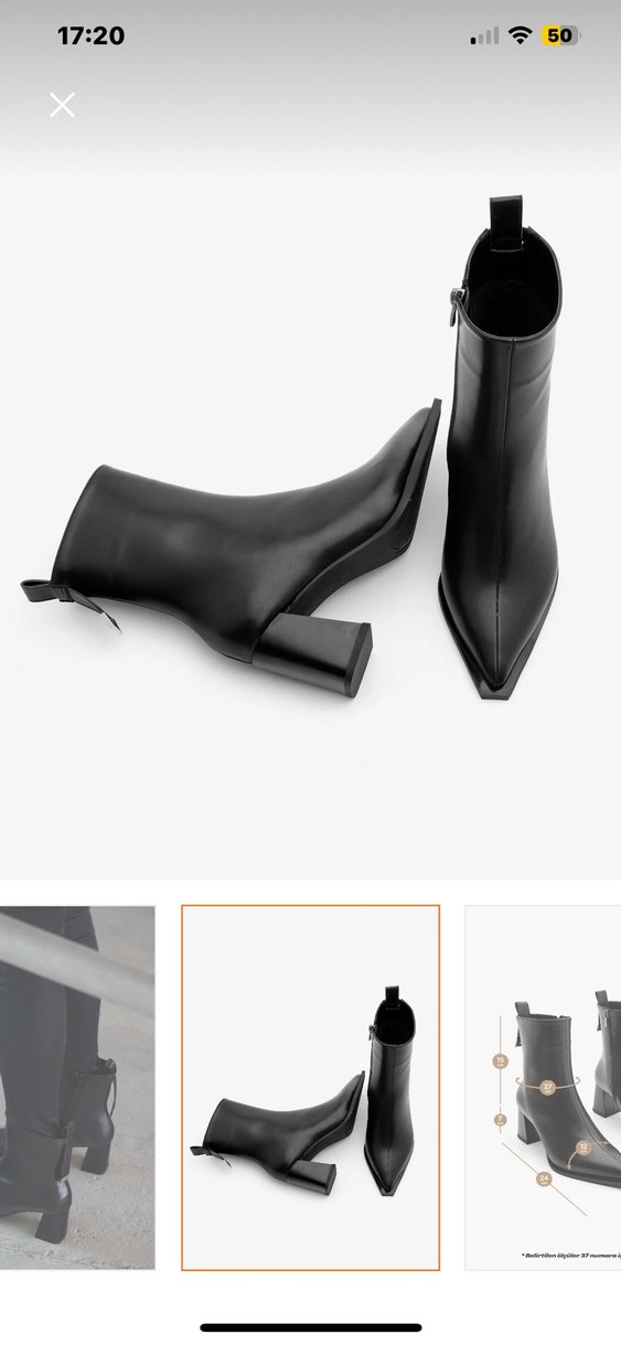 Siyah Deri Tokalı Stiletto Topuklu Kadın Bot - Görsel 3