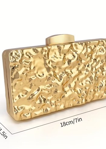 Zincir Detaylı Altın Renkli Kadın Abiye Çanta - Görsel 2