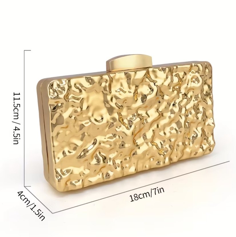 Zincir Detaylı Altın Renkli Kadın Abiye Çanta - Görsel 2