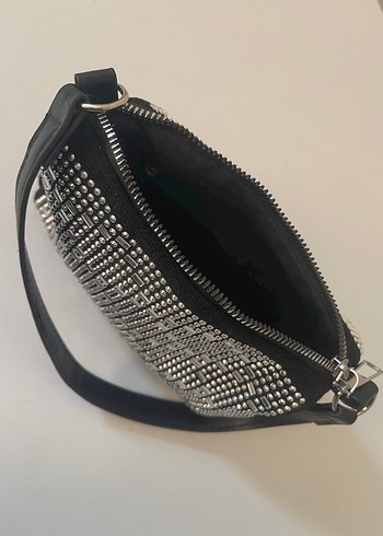 Siyah Deri Çivili Rock Punk Çanta - Görsel 3
