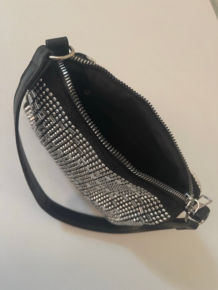 Siyah Deri Çivili Rock Punk Çanta - Görsel 3