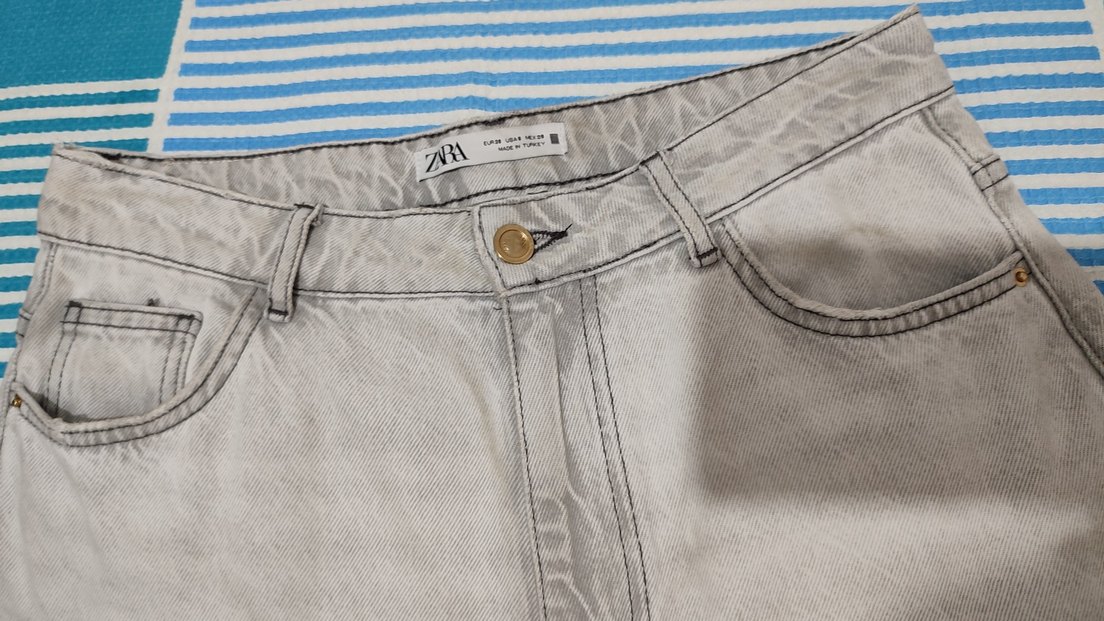 Zara Baggy Gri Denim Pantolon - Görsel 5