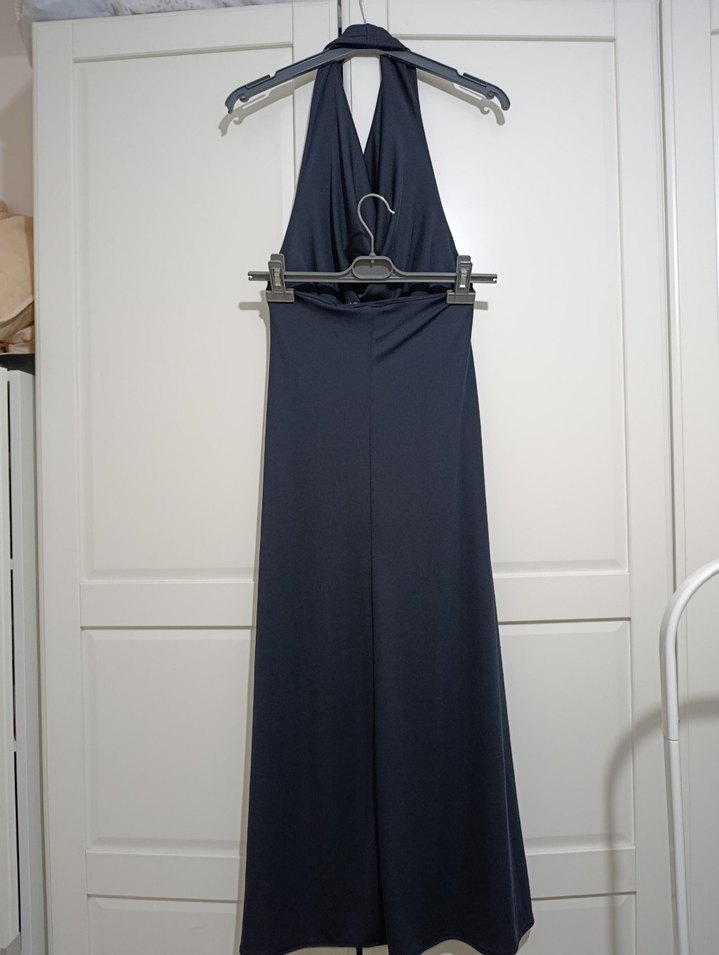 Mango Siyah Halter Yaka Sentetik Elbise - Görsel 3