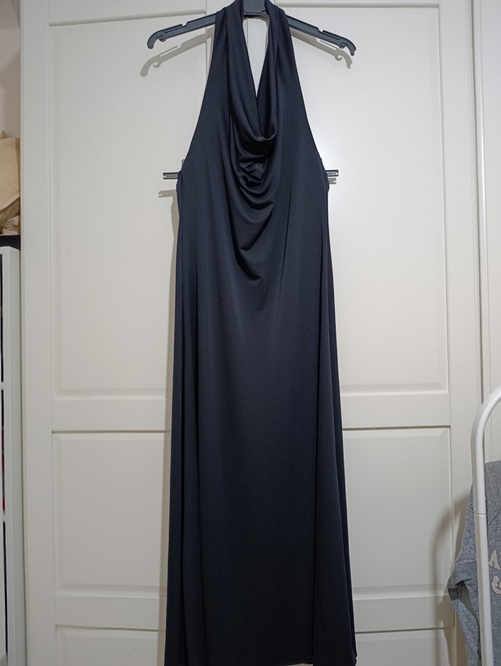 Mango Siyah Halter Yaka Sentetik Elbise - Görsel 2