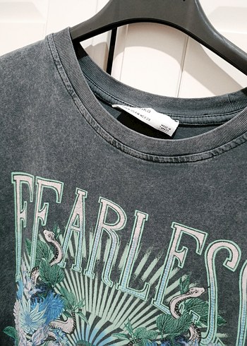 Bershka Gri Baskılı Tişört - Görsel 2