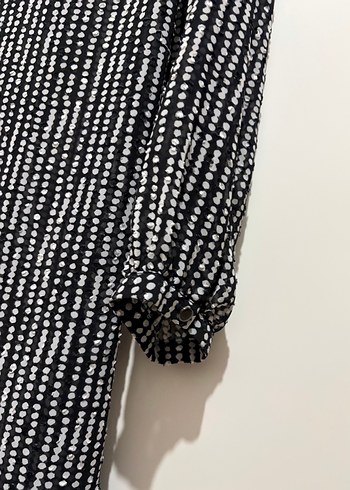 Network Puantiyeli Uzun Kollu Midi Elbise - Görsel 3