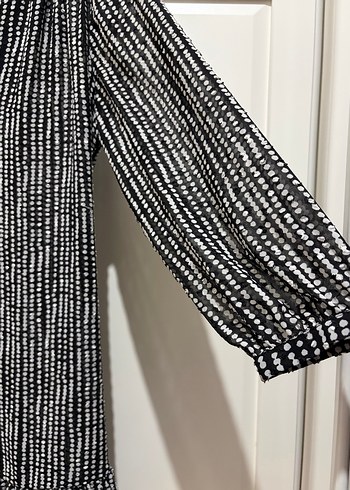 Network Puantiyeli Uzun Kollu Midi Elbise - Görsel 2