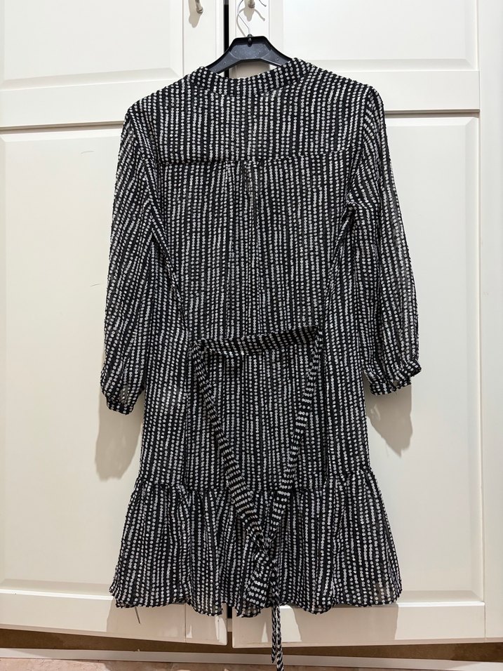 Network Puantiyeli Uzun Kollu Midi Elbise - Görsel 5