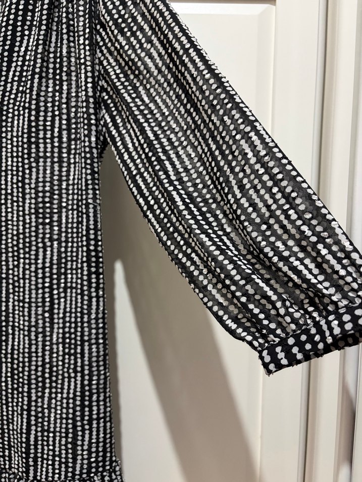 Network Puantiyeli Uzun Kollu Midi Elbise - Görsel 2