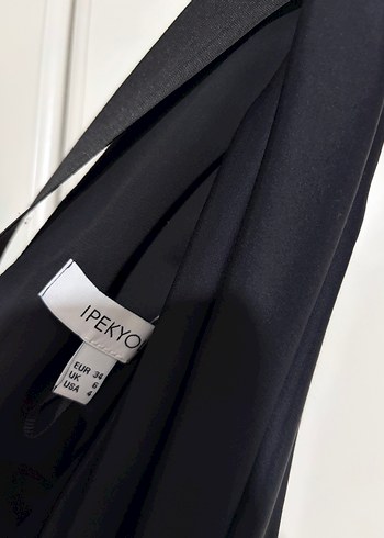 İpekyol Siyah Uzun V Yaka Drapeli Elbise - Görsel 7