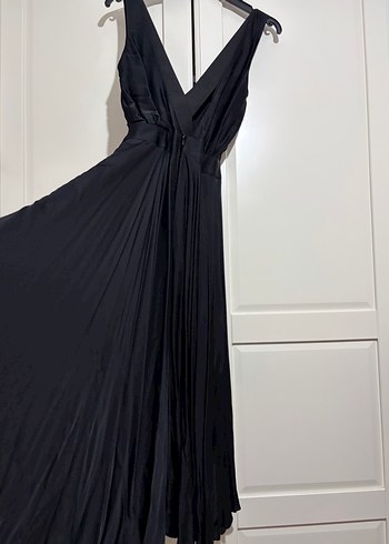 İpekyol Siyah Uzun V Yaka Drapeli Elbise - Görsel 6