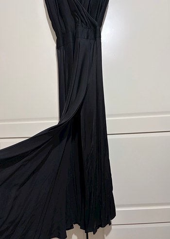 İpekyol Siyah Uzun V Yaka Drapeli Elbise - Görsel 3