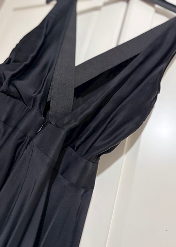 İpekyol Siyah Uzun V Yaka Drapeli Elbise - Görsel 5