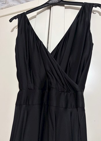 İpekyol Siyah Uzun V Yaka Drapeli Elbise - Görsel 2