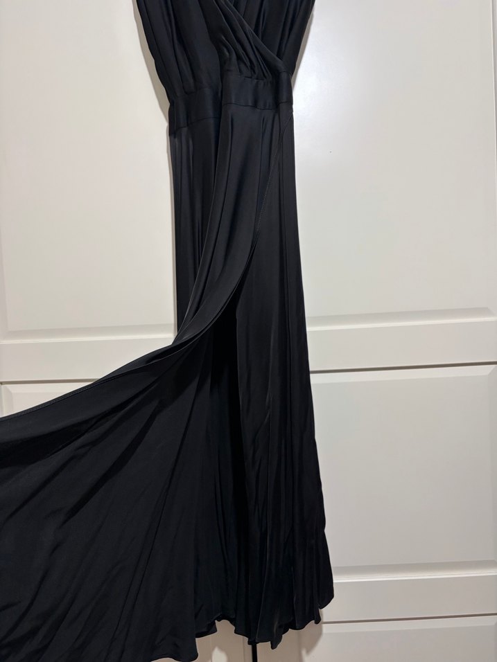 İpekyol Siyah Uzun V Yaka Drapeli Elbise - Görsel 3