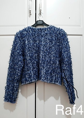 Zara Mavi Crop Ceket - Görsel 7