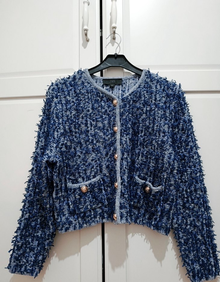 Zara Mavi Crop Ceket - Görsel 5