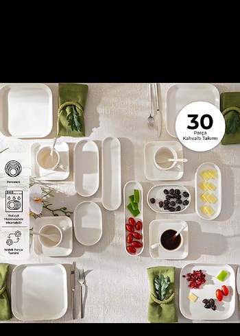 30 Parça Beyaz Kahvaltı Takımı emsan yeni mısra