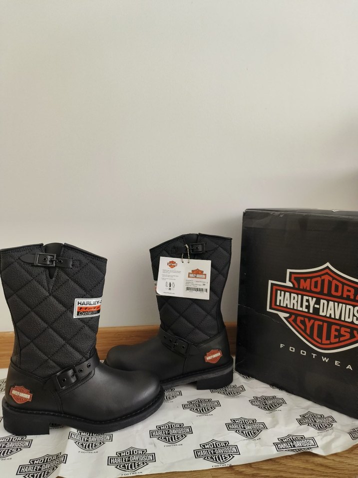 Siyah Kadın Harley Davidson Tokalı Biker Bot - Görsel 3