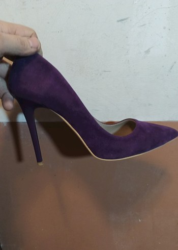 Mor Süet Stiletto Kadın Ayakkabı - Görsel 2
