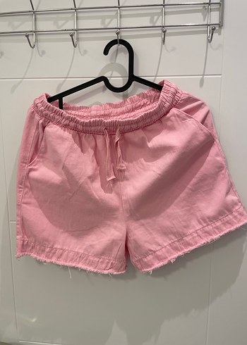 Diğer Pembe Keten Mini Şort