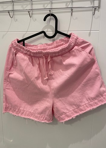 Pembe Keten Mini Şort