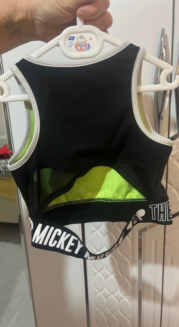 Kız Çocuk Siyah Mickey Baskılı Crop Top - Görsel 2