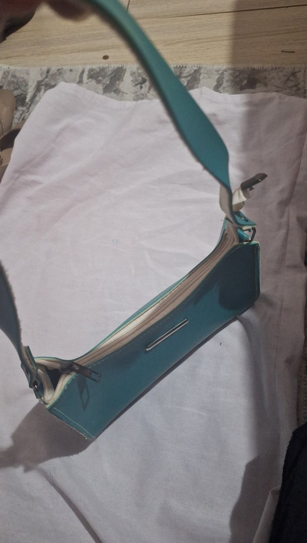 Turkuaz Deri Kadın Omuz Çantası - Görsel 2