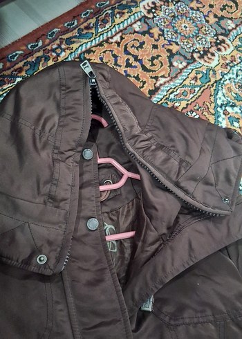 Kahverengi Kapüşonlu Kadın Kışlık Uzun Mont - Görsel 2