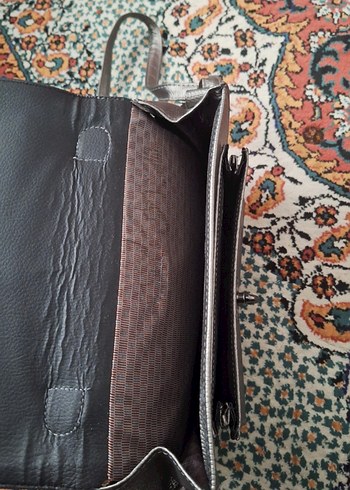 Gri Deri Zincir Detaylı Kadın Çanta - Görsel 2