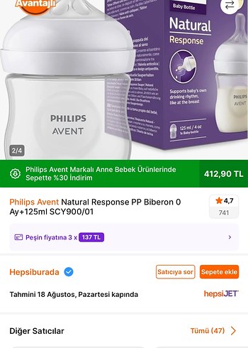 Beden Philips Avent 125 ml Bebek Biberonu