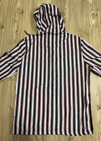 Çizgili Kapüşonlu Erkek Yağmurluk - Görsel 6