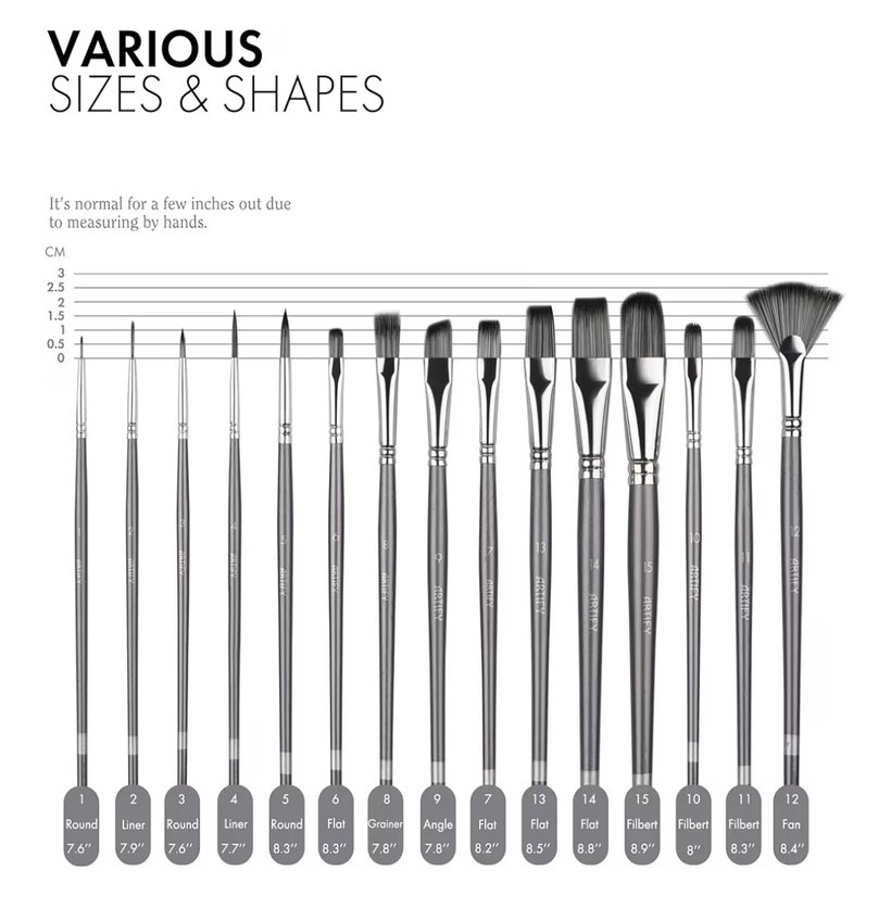 15 Parça Boya Fırçası Seti - Görsel 2