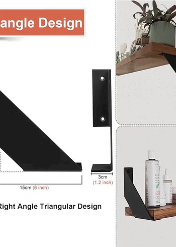 Siyah Metal Raf Destek Braketi ve Montaj Seti - Görsel 3