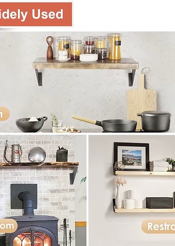 Siyah Metal Raf Destek Braketi ve Montaj Seti - Görsel 6