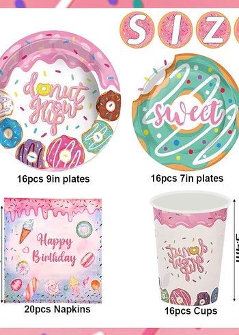 Donut Parti Dekorasyonları 16 kişilik - Görsel 2