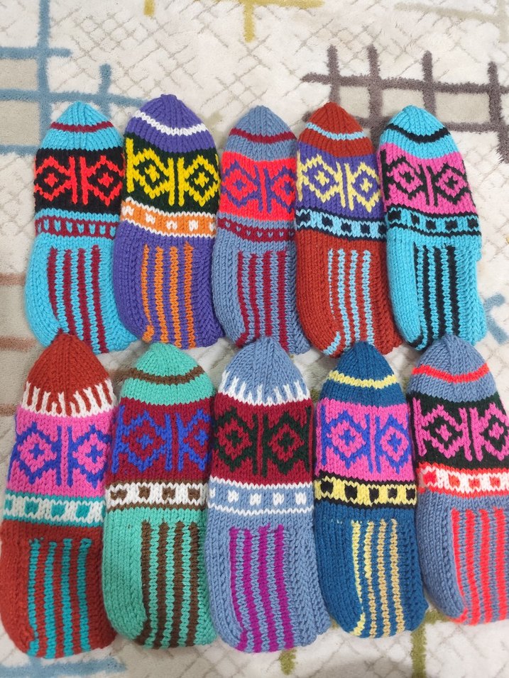 Renkli Desenli El Örgüsü Çoraplar - Görsel 2