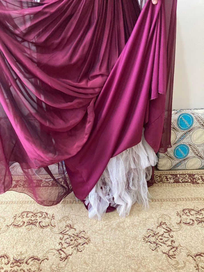 mürdüm İşlemeli Uzun Kollu Kadın Abiye - Görsel 4