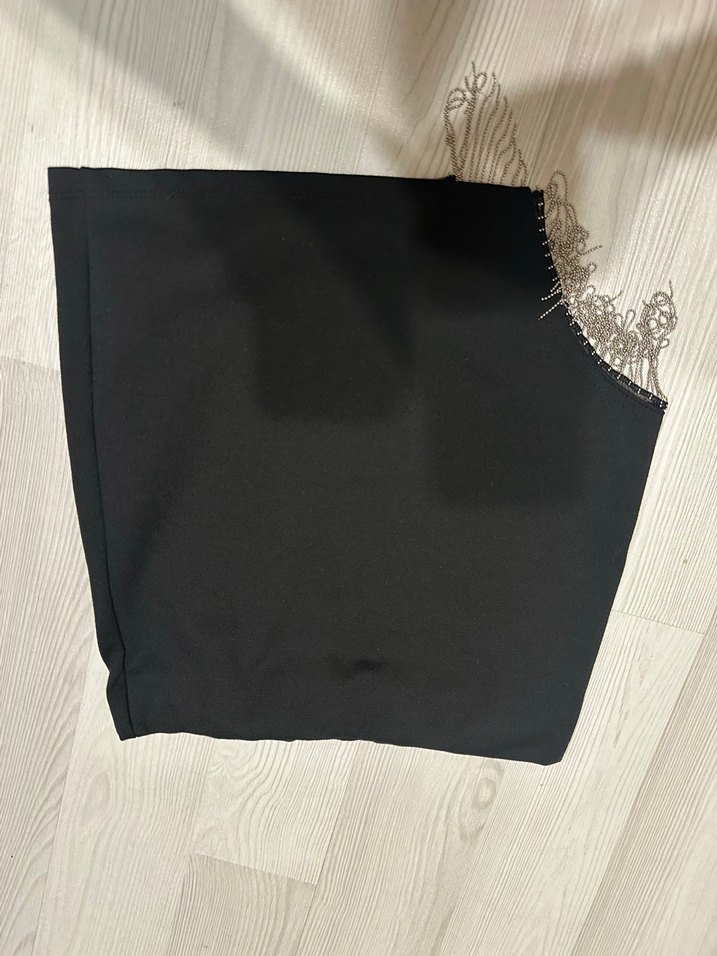 Drapeli Siyah Midi Kadın Mini Etek - Görsel 2