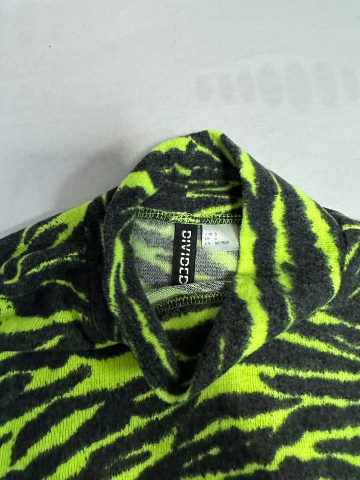 Renkli Zebra Desenli Balıkçı Yaka Kadın Bluz hm - Görsel 2