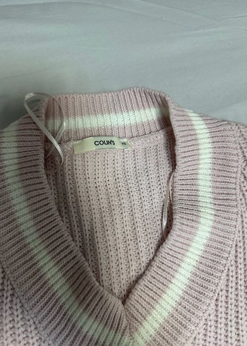 V Yaka toz pembe Örgü Kadın Süveter - Görsel 2