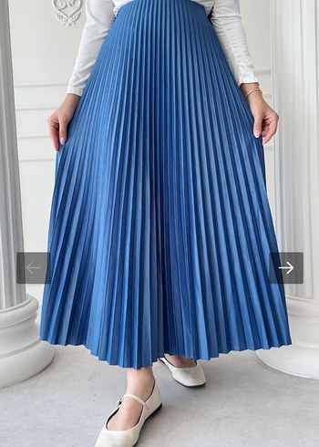 Mavi Piliseli Uzun Kadın Etek - Görsel 2